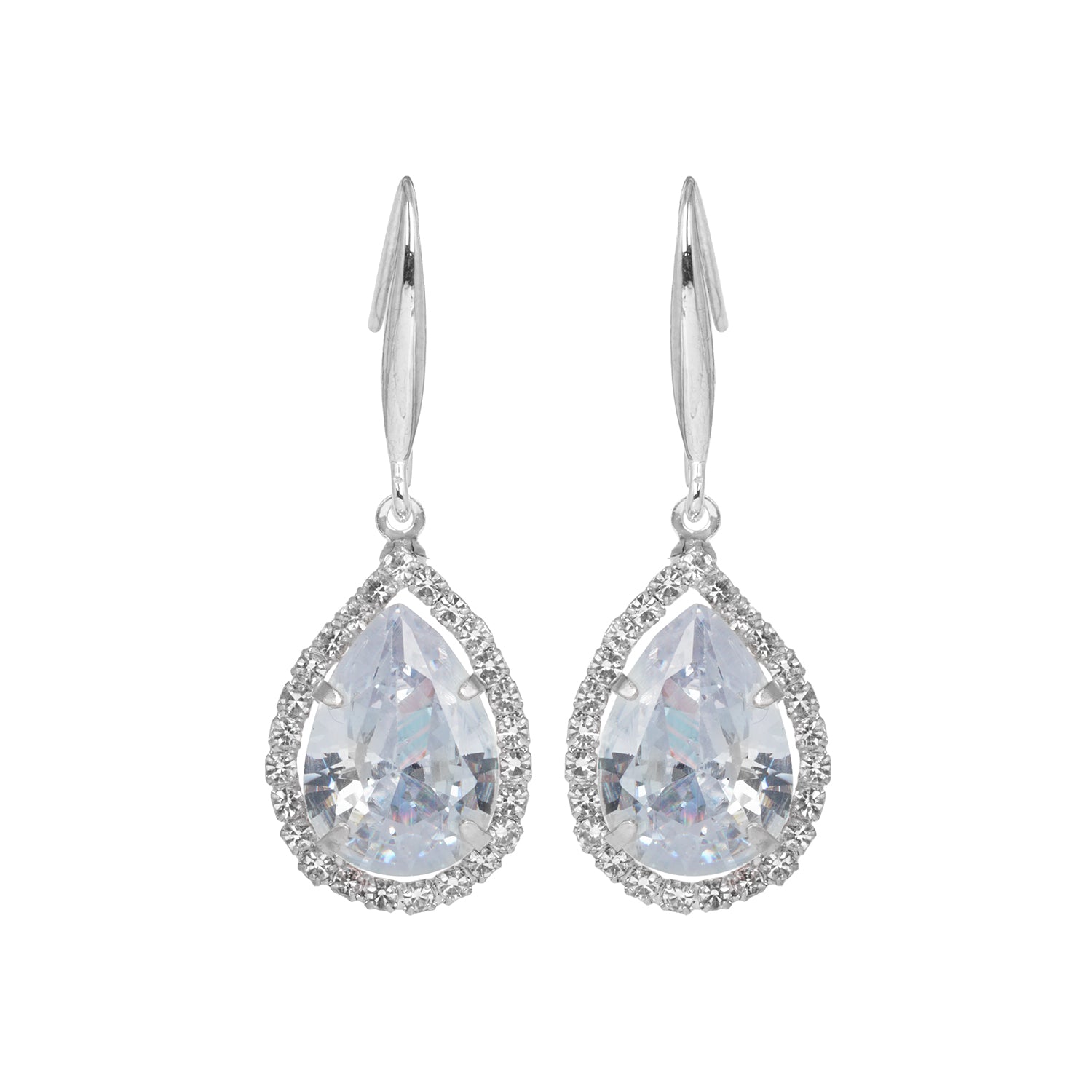 Wishtank Silver stone studded Crystal Drops Earrings – wishtank